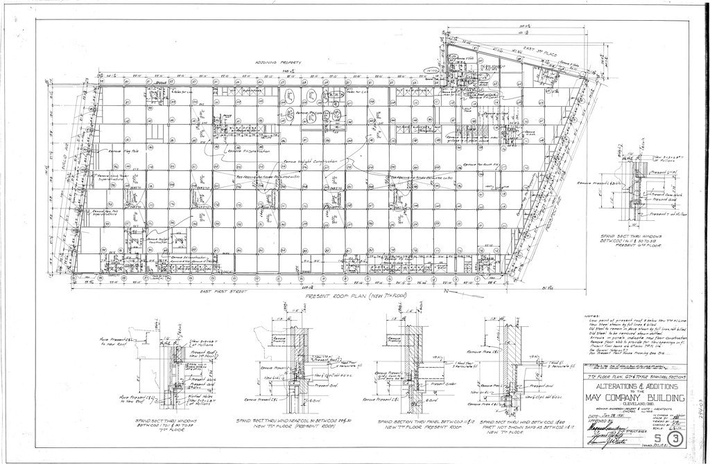 Plan for the 6th and 7th floor spandrel sections, alterations and additions to the May Company Building - Graham, Anderson, Probst, White