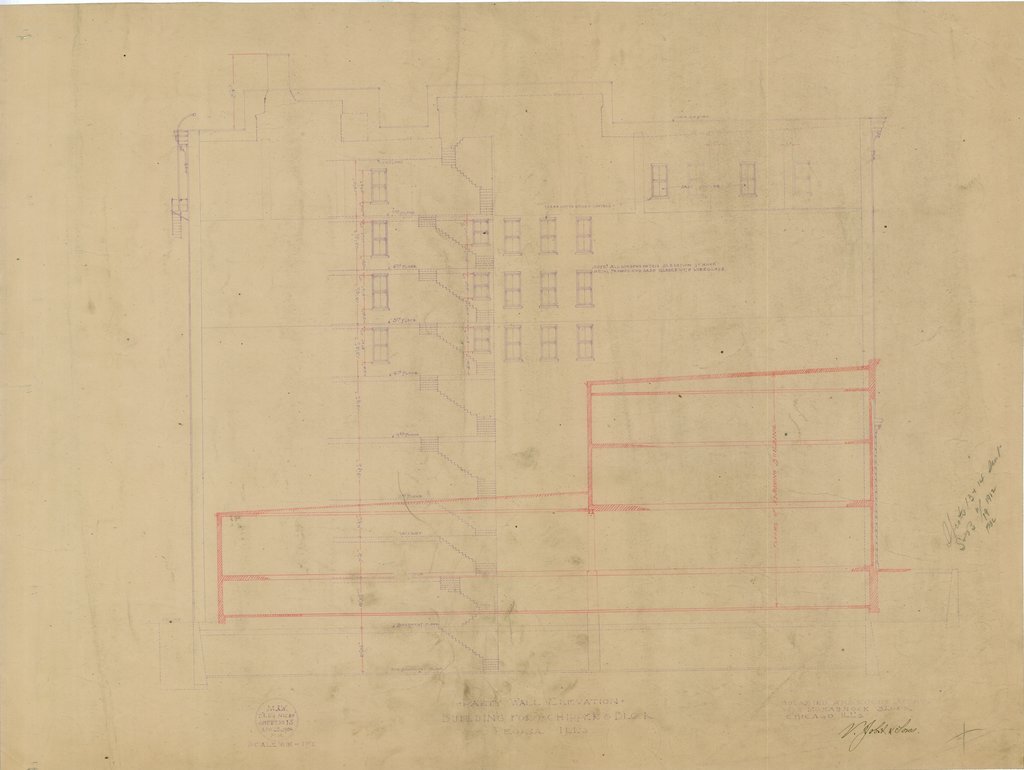 Wall elevation plan of the Schipper & Block Building - Holabird & Roche