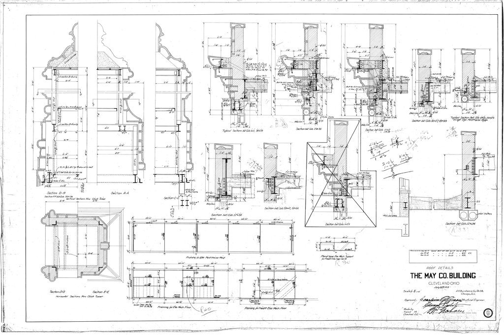 Roof details for the May Company Building - D. H. Burnham & Co.