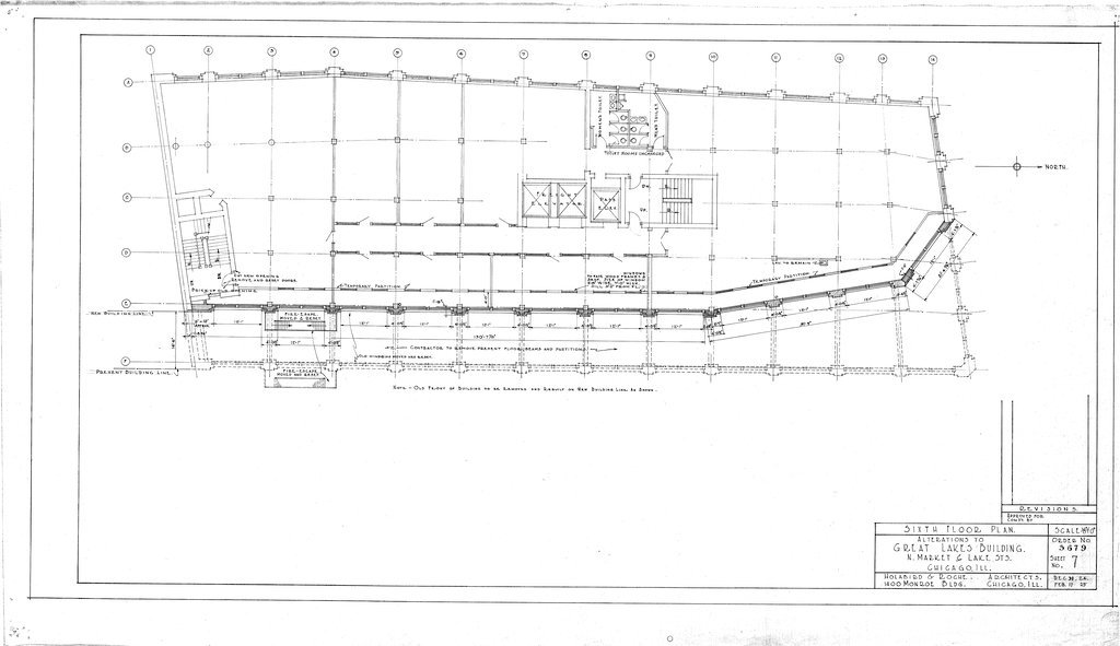 Sixth floor plan alterations for the Great Lakes Building - Holabird & Roche