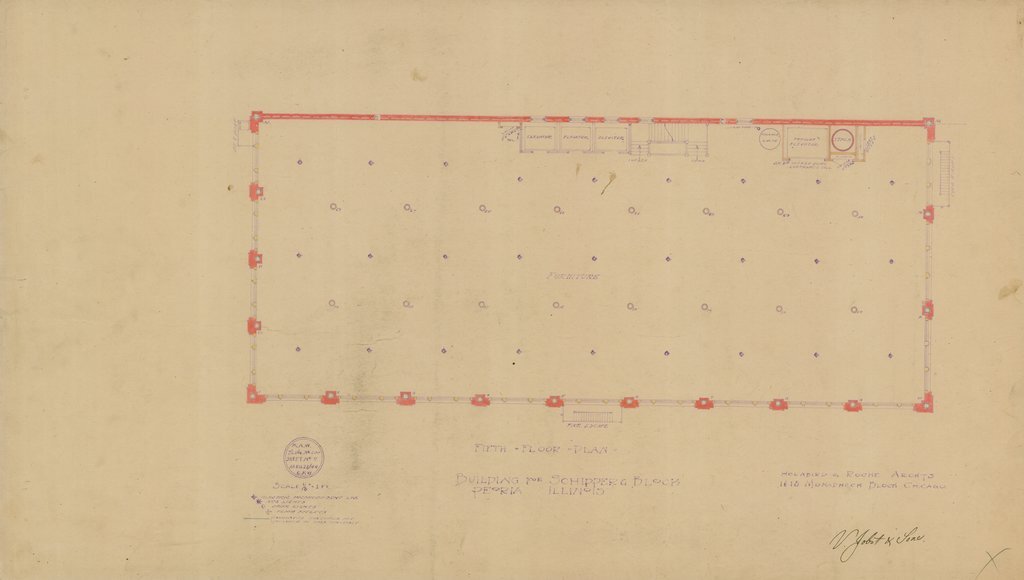 Fifth floor plan of the Schipper & Block Building - Holabird & Roche