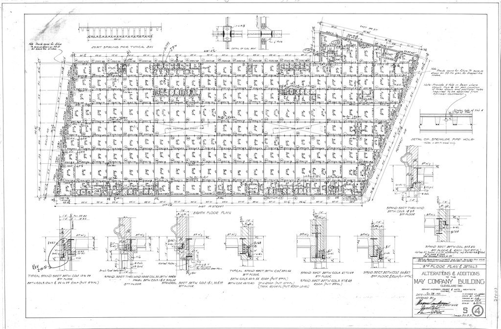 8th floor plan and details, alterations and additions to the May Company Building - Graham, Anderson, Probst, White