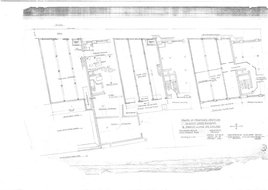 Plan of proposed addition to the Great Lakes Building - Holabird & Roche