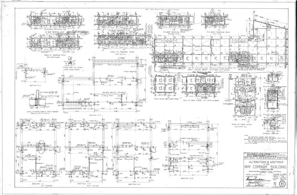Penthouse plans and details, alterations and additions to the May Company Building - Graham, Anderson, Probst, White