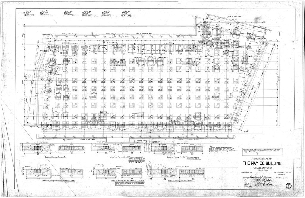 Foundation plan for the May Company Building - D. H. Burnham & Co.