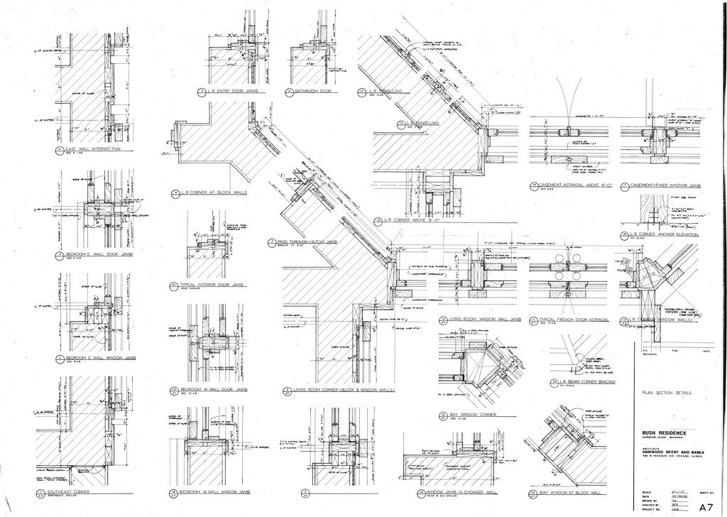 Plan section details of the Bush residence - Hammond, Beeby, and Babka