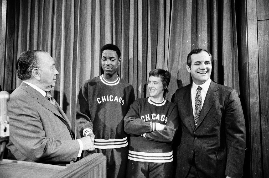 Richard Daley poses with Special Olympics athletes - Chicago Sun-Times