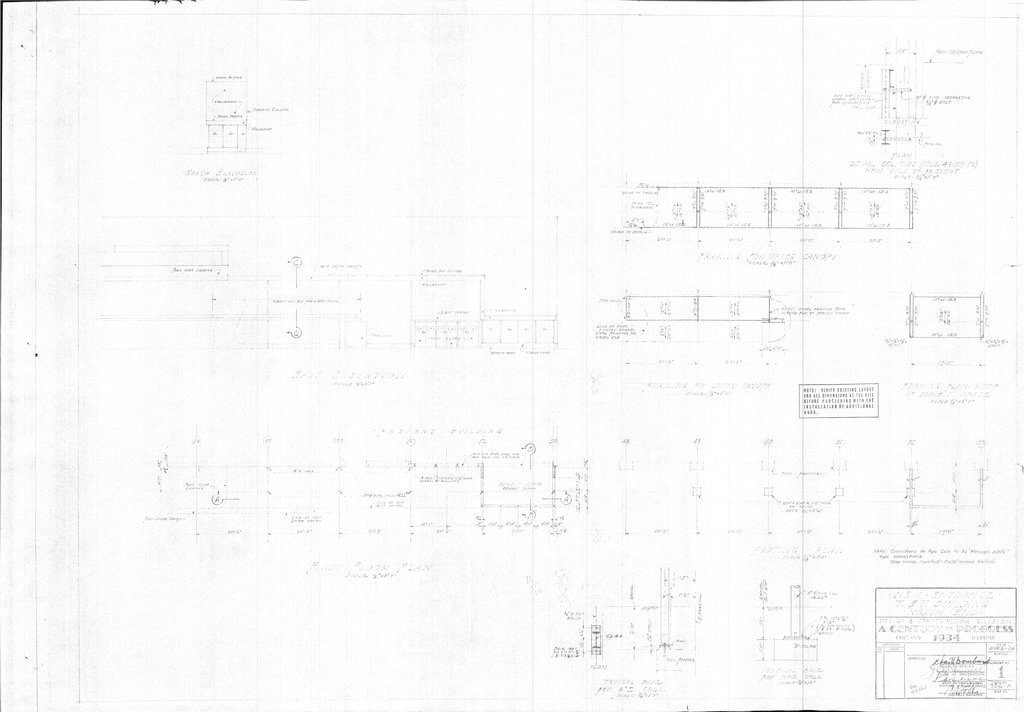 Architectural plan of the new entrance for the Travel and Transportation Building at A Century of Progress