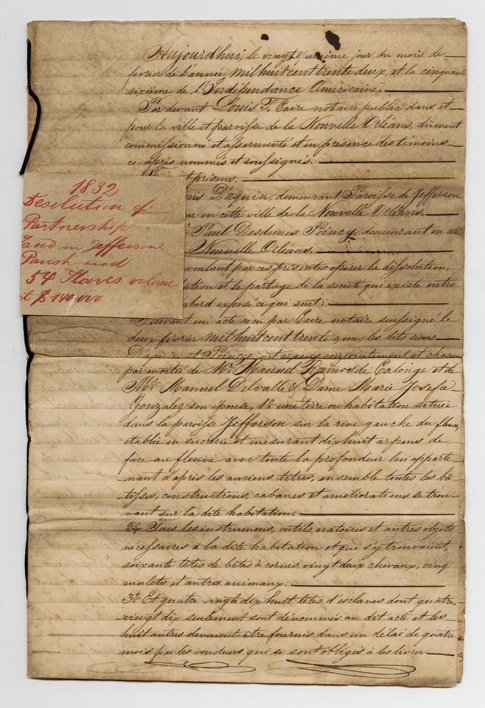 Document regarding the value of 54 enslaved people