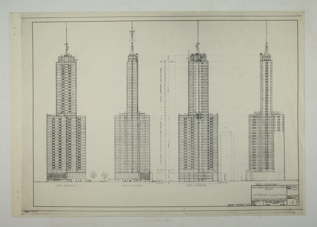 North, South, East, and West elevation plans - Rebori, Andrew, 1886-1966