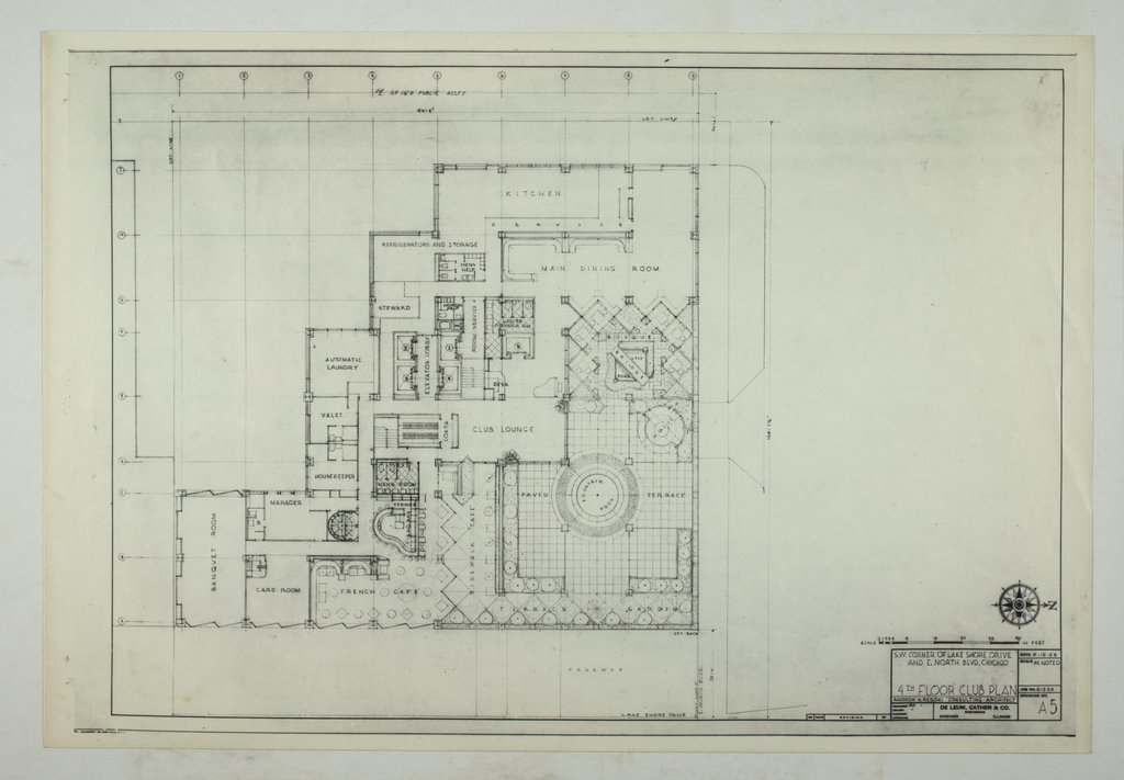 Fourth floor club plan for a building at Lake Shore Drive and North Avenue - Rebori, Andrew, 1886-1966