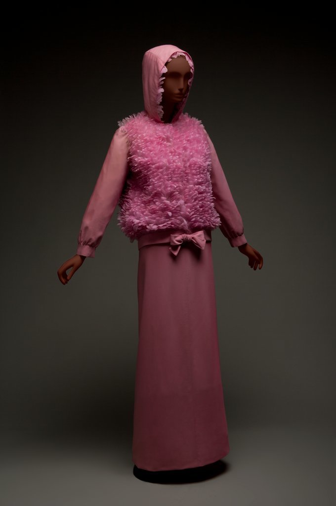 Evening ensemble by Andre Courreges featured in Ebony Fashion Fair - Courréges, Andrè, 1923-2016