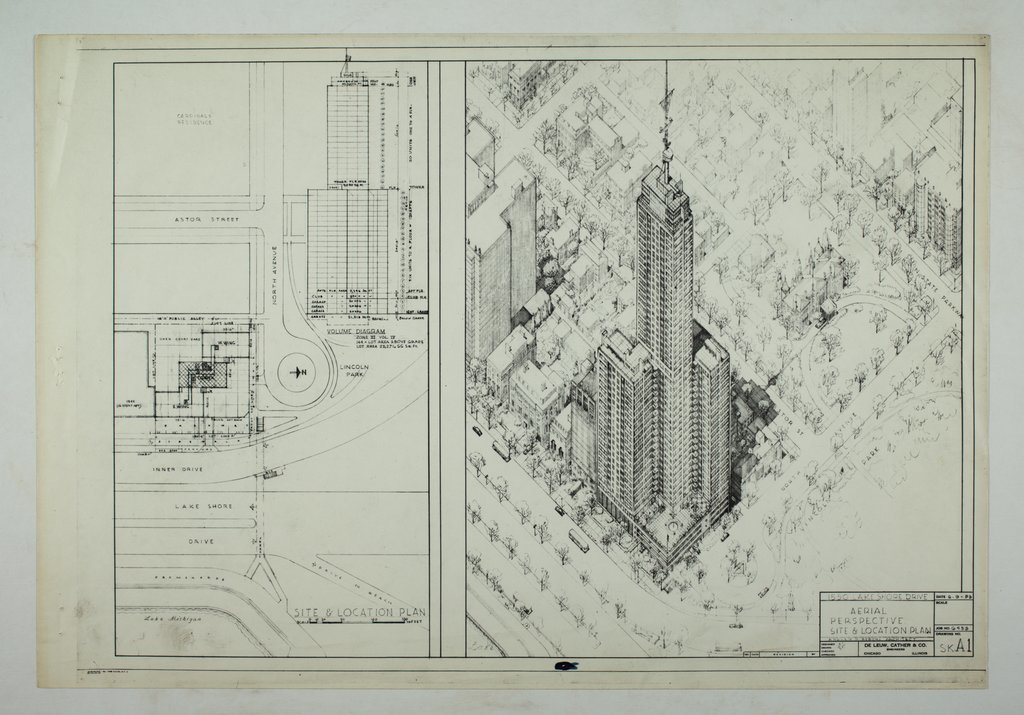 Aerial site location plan of Lake Shore Drive near Lincoln Park - Rebori, Andrew, 1886-1966