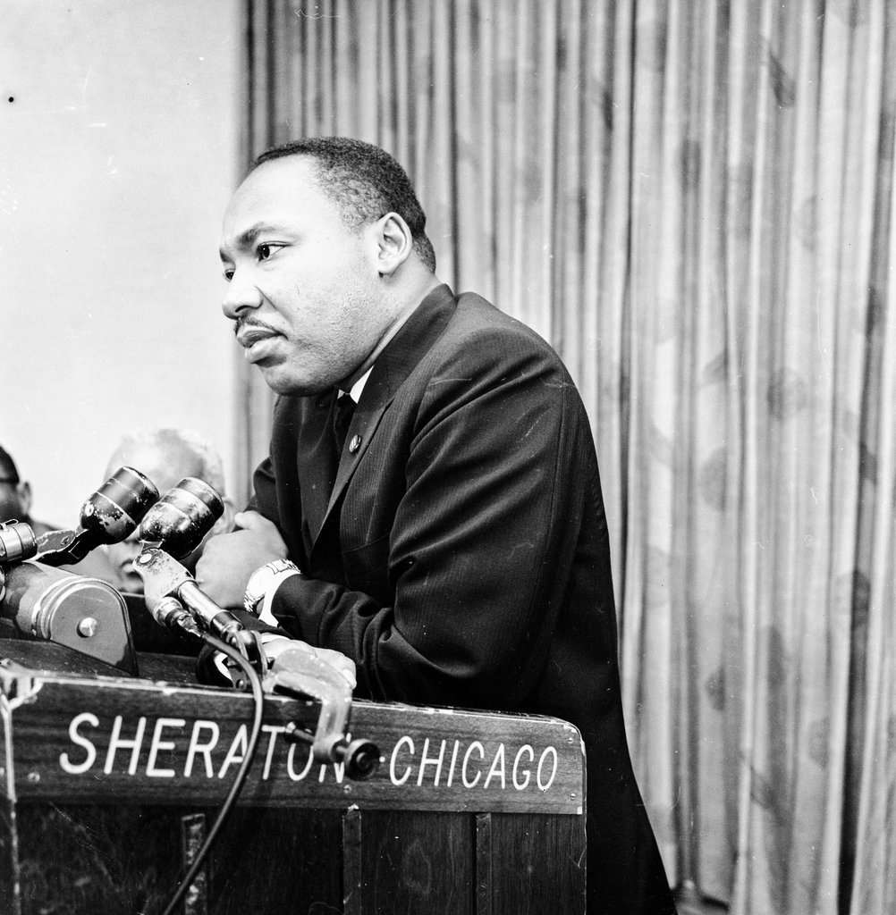 Dr. Martin Luther King Jr. speaking at the National Insurance Association convention - Chicago Sun-Times