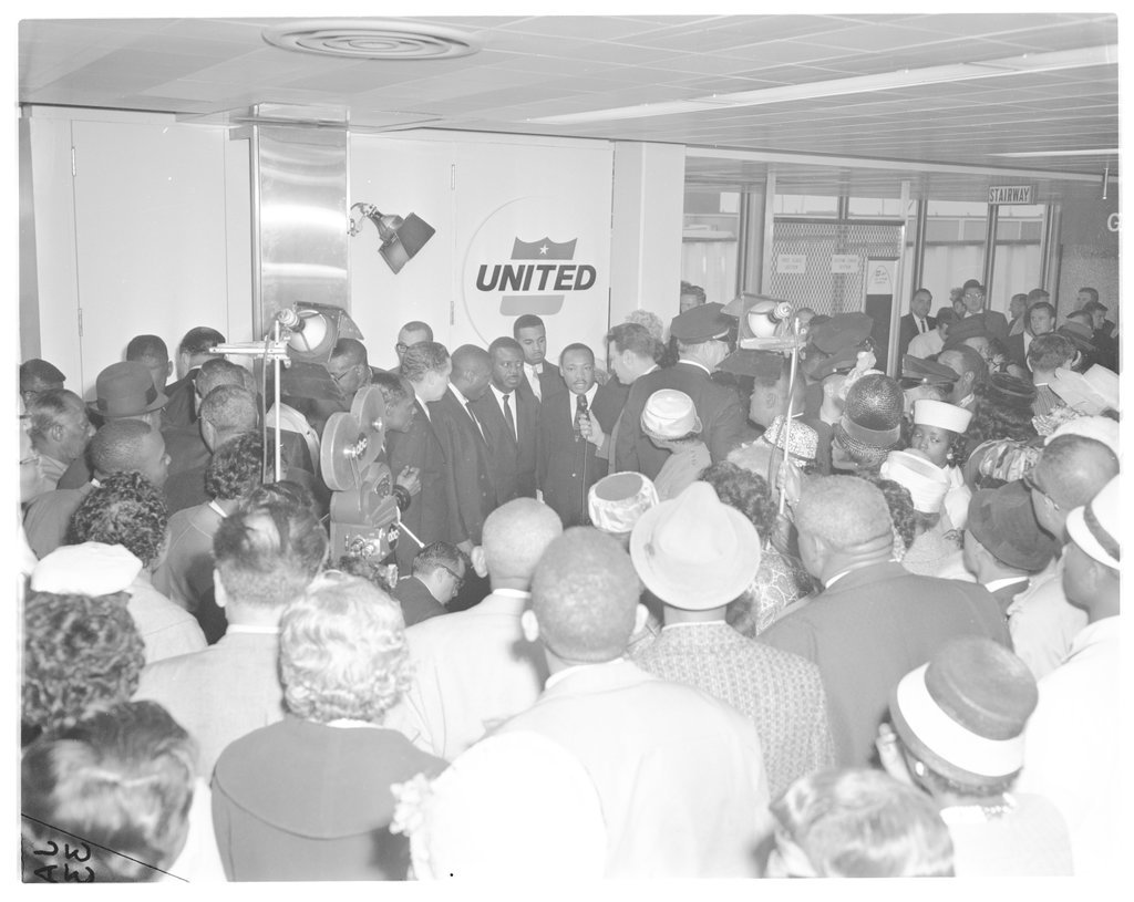 Dr. Martin Luther King Jr. and Ralph Abernathy arriving at O'Hare Airport - Chicago Sun-Times