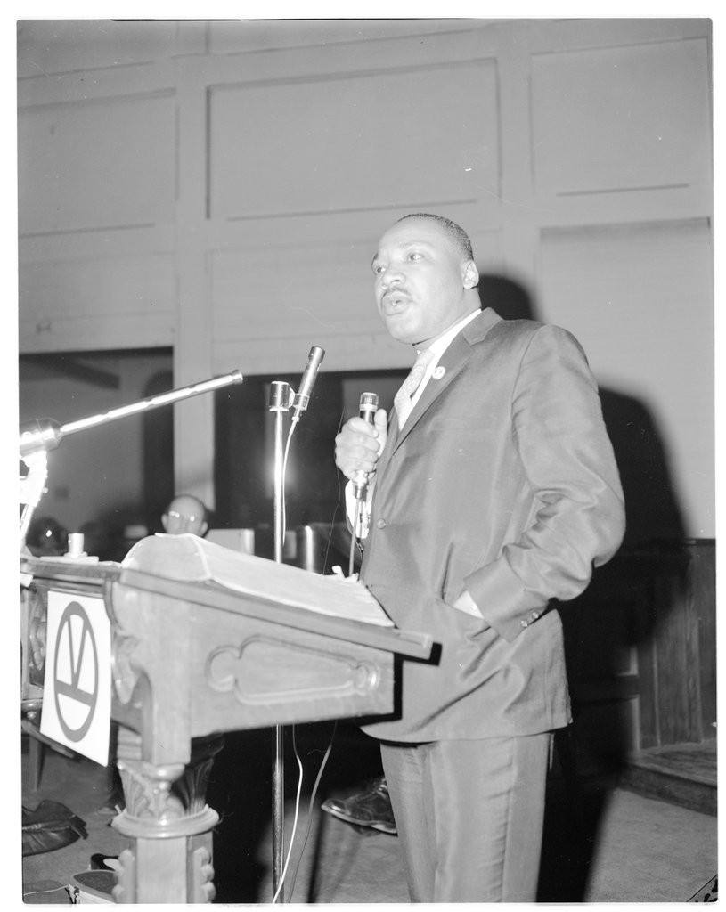 Dr. Martin Luther King addressing a meeting of East Garfield Community Organization - Chicago Sun-Times