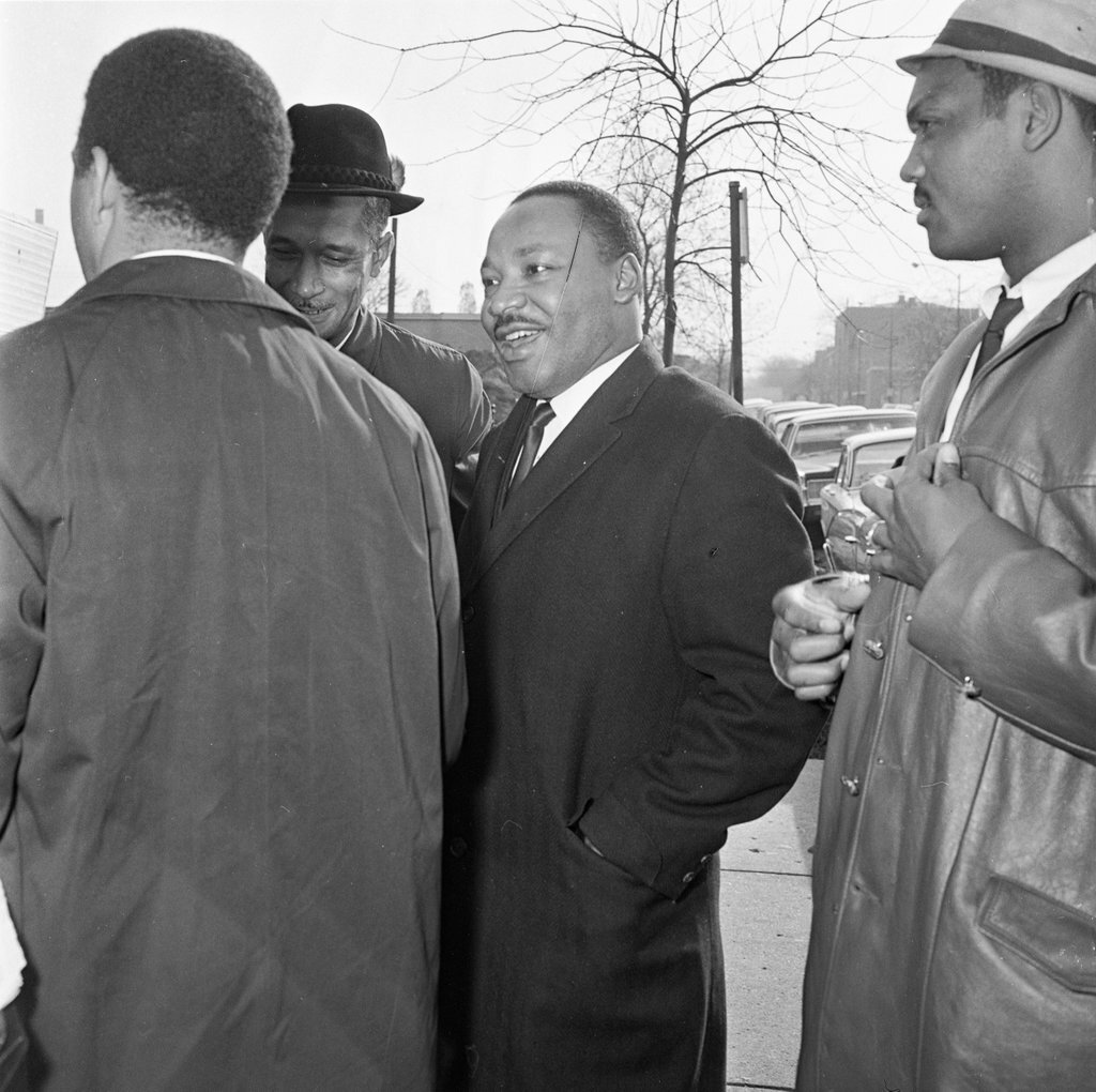 Dr. Martin Luther King Jr. arrives at Fellowship Baptist Church - Chicago Sun-Times