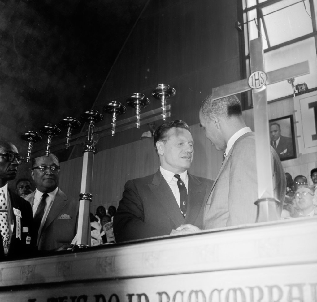 Governor Nelson Rockefeller and Roy Wilkins at NAACP rally - Chicago Sun-Times