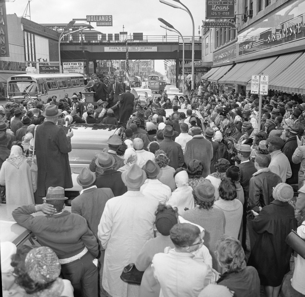 Dr. Martin Luther King Jr. speaking to get-out-the-vote rally in Englewood - Chicago Sun-Times