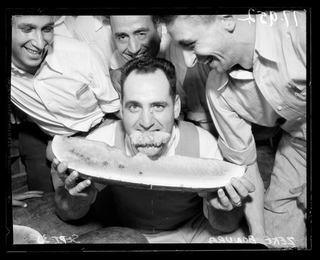 Chicago White Sox baseball player Zeke Bonura eating a watermelon - Chicago Daily News, Inc.