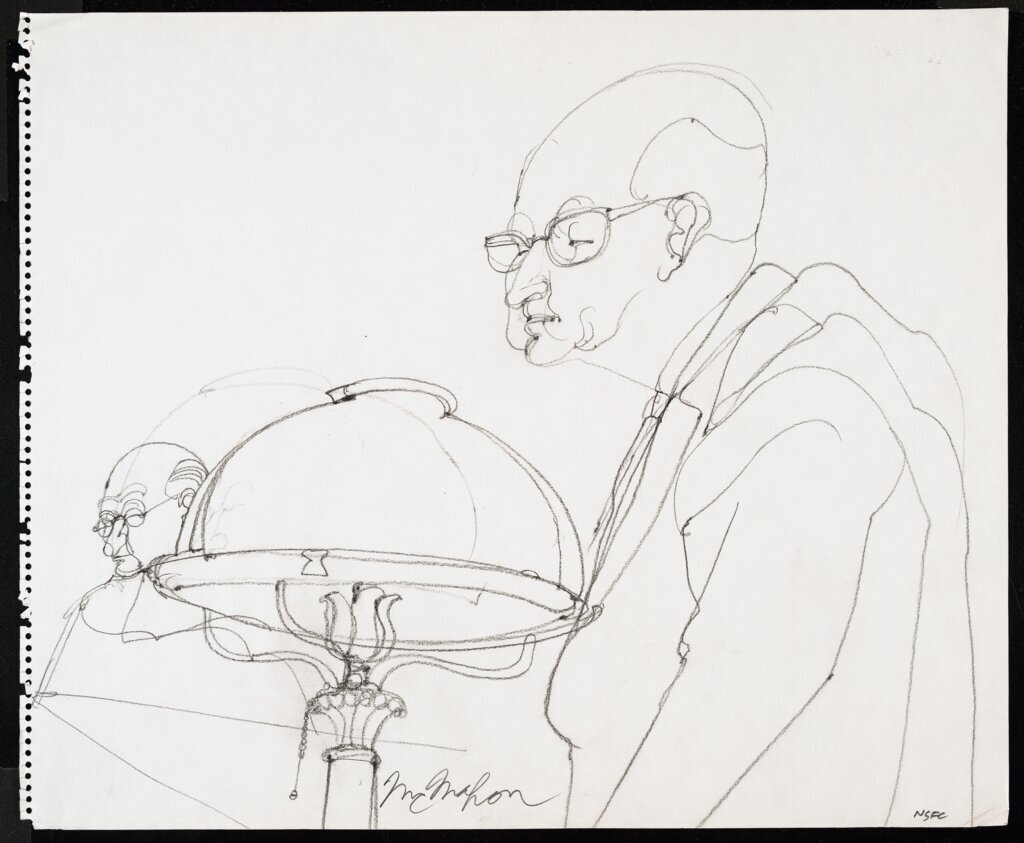 Judge Julius Hoffman with bailiff at Chicago Seven (Chicago Eight) Trial - McMahon, Franklin