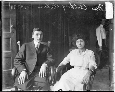 Hollander murder case, defendant Anthony Petras and his wife, seated in a room - Chicago Daily News, Inc.