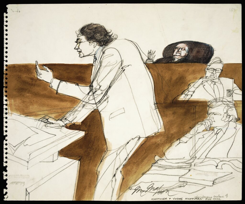 William Kunstler gives summation to Judge Julius Hoffman at the Chicago Seven Trial - McMahon, Franklin