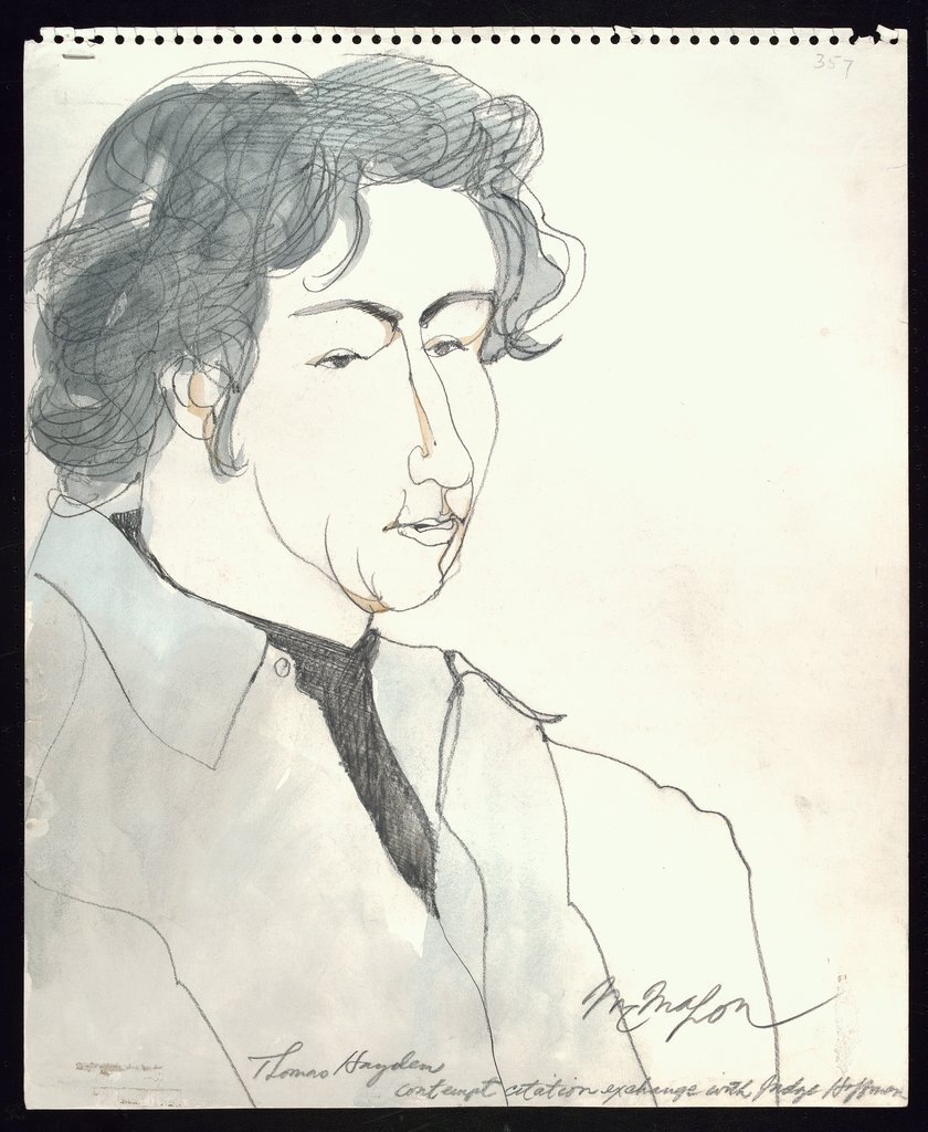 Tom Hayden during contempt proceedings at Chicago Seven (Chicago Eight) Trial - McMahon, Franklin