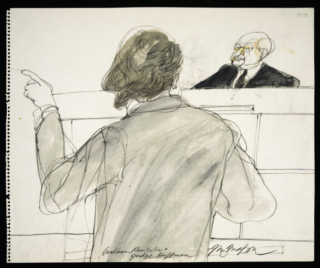 William Kunstler speaking to Judge Julius Hoffman during sentencing at Chicago Seven (Chicago Eight) Trial - McMahon, Franklin