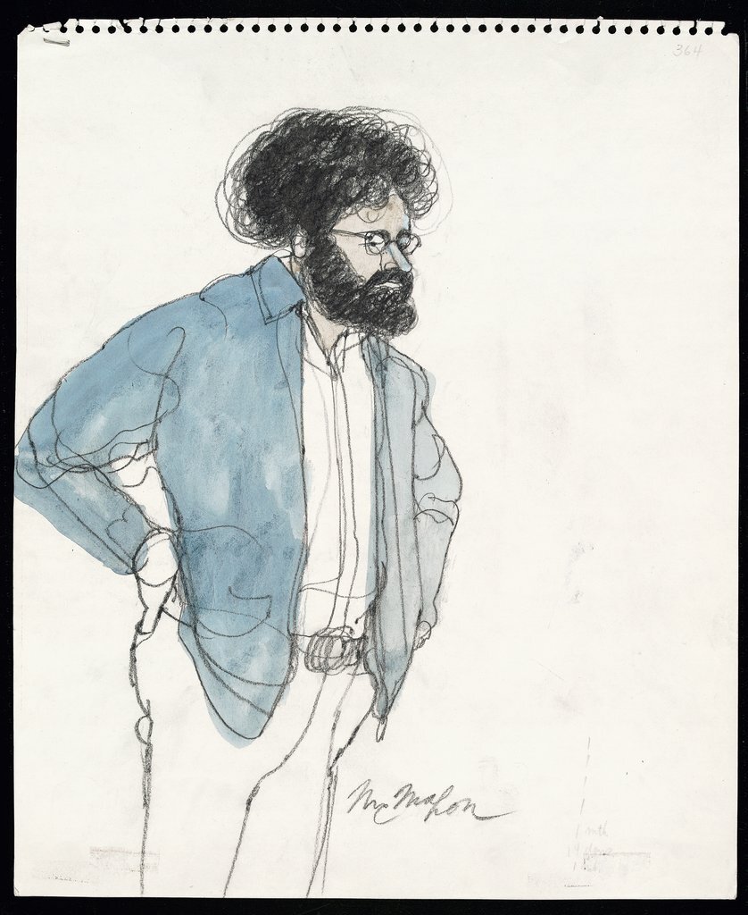 Lee Weiner standing with hands in pockets at Chicago Seven (Chicago Eight) Trial - McMahon, Franklin