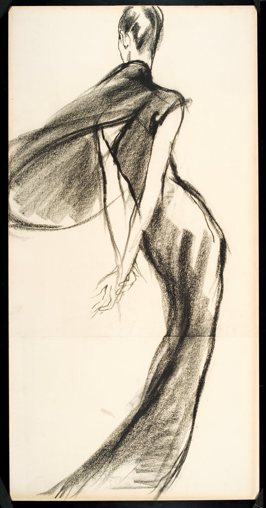 Evening dress with draped demi-cape - Lopez, Antonio, 1943-1987