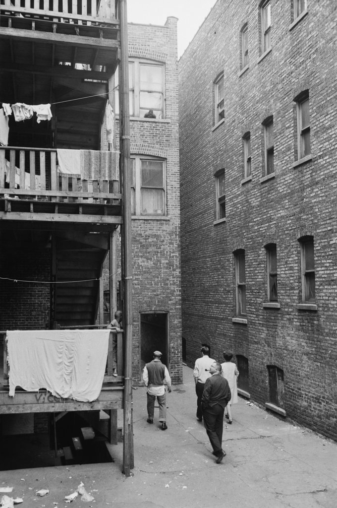 Laundry hanging in rear of apartment building - Haun, Declan, 1937-1994
