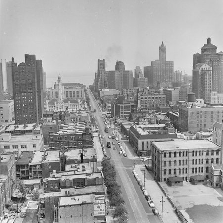 Aerial view from Lawson YMCA building - Mead, Mildred