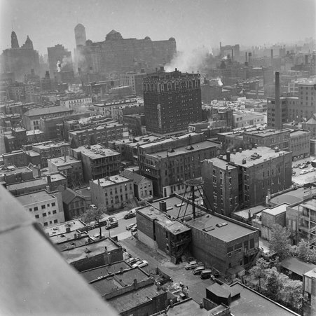 Aerial view from Lawson YMCA building - Mead, Mildred