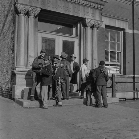 Children in front of a building near 6346 Wentworth Avenue - Mead, Mildred