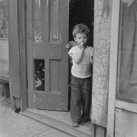 Children in doorway of 443 and 445 West 69th Street in Englewood - Mead, Mildred