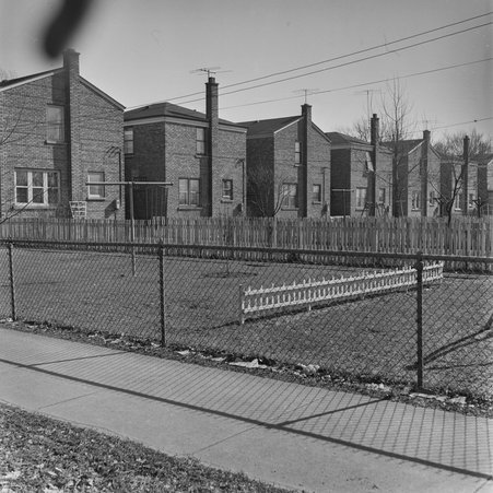 Rear view of houses in the 76th block of South Wabash Avenue in Greater Grand Crossing - Mead, Mildred