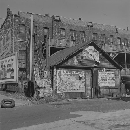 Rear of row houses on West Erie Street on the Near North Side - Mead, Mildred