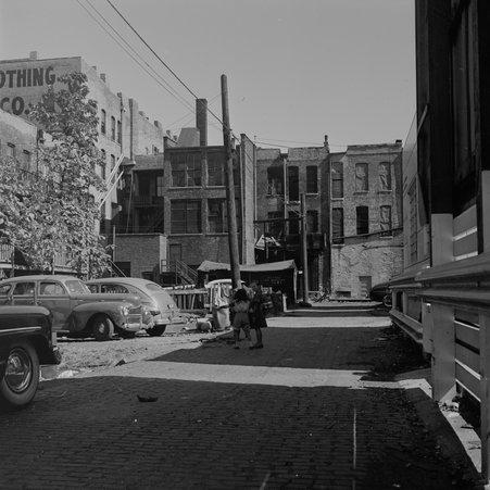 Rear of row houses on West Erie Street on the Near North Side - Mead, Mildred