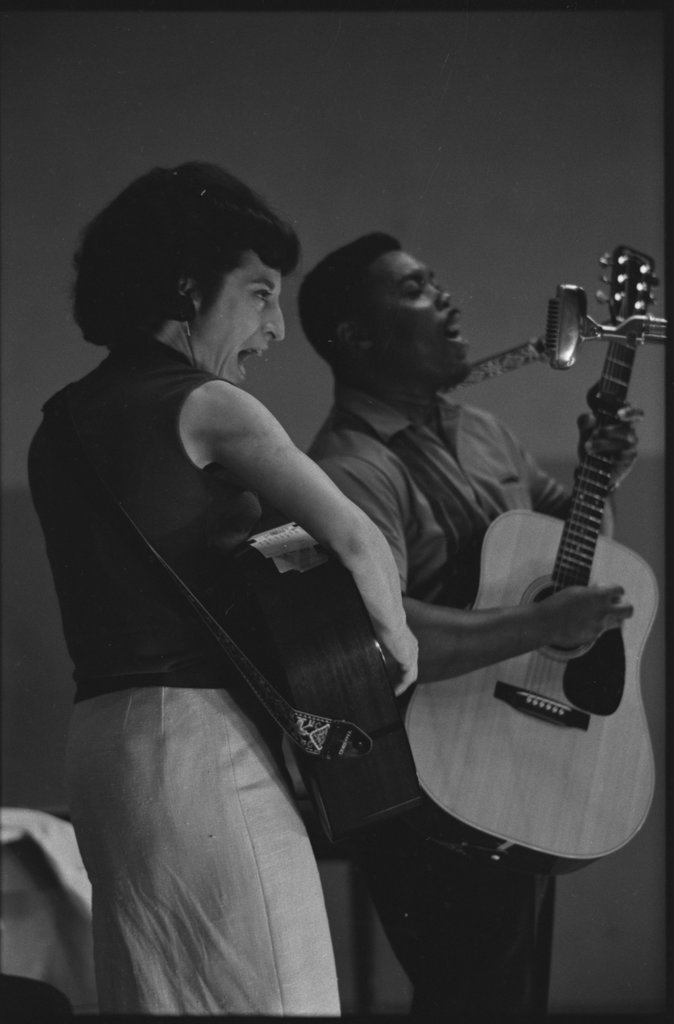 George and Norma during a performance in a school  auditorium - Flerlage, Raeburn, 1915-2002