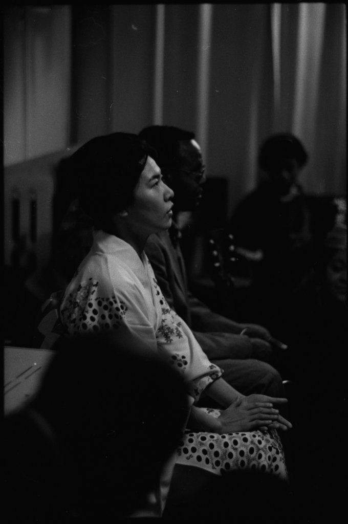Sandy Paton and other musicians playing during at folk party at Jenbal - Flerlage, Raeburn, 1915-2002