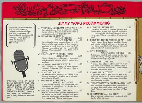 Jimmy Wong's menu - Wong, Jimmy and Douglas H. Amundson