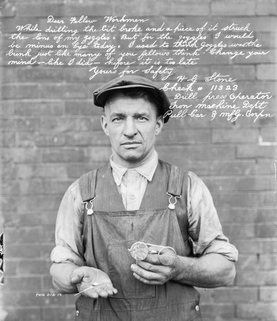 Safety goggles testimonial - Pullman-Standard Car Manufacturing Company