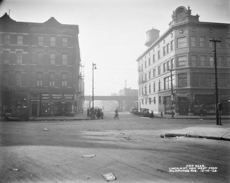 Chicago Streets- Lincoln Street view west from Milwaukee Avenue - Scholz, A. F.