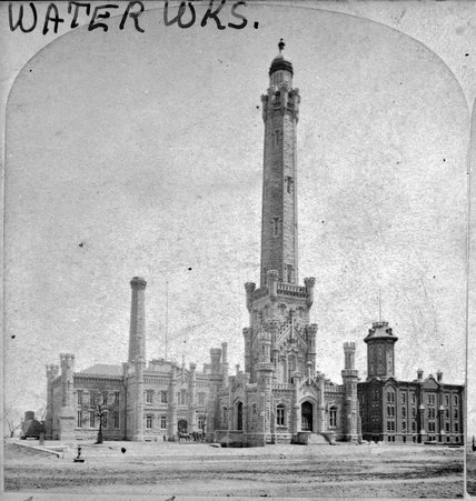 Pre-Fire View - Waterworks - Chicago Water Tower and Pumping Station - unknown
