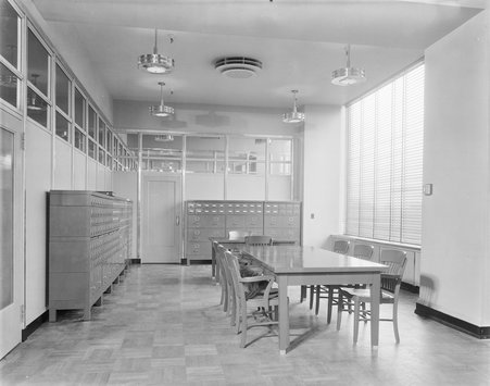 Interior view of conference room, A. O. Smith Building - Hedrich-Blessing