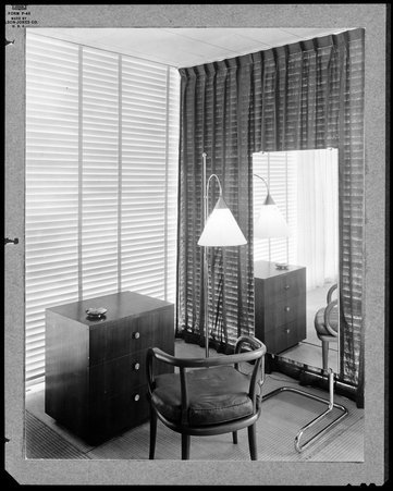 Interior view of a bedroom, House of Tomorrow, Century of Progress International Exposition - Hedrich-Blessing