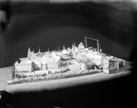 Wide view, architectural model for the Streets of Paris Exhibit at the Century of Progress International Exposition - Hedrich-Blessing
