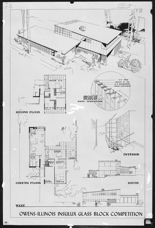 Architectural drawing submitted to Owens-Illinois Insulux Glass Block Competition - Hedrich-Blessing