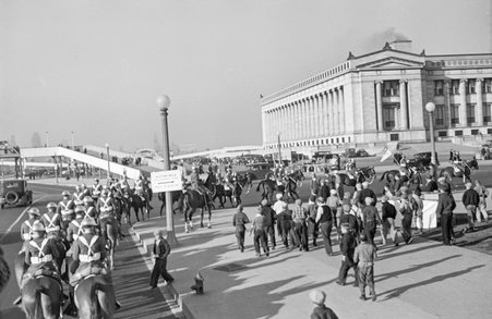 Troop A, 14th Cavalry parades near the Field Museum and Soldier Field at Century of Progress - Cook, O. L.